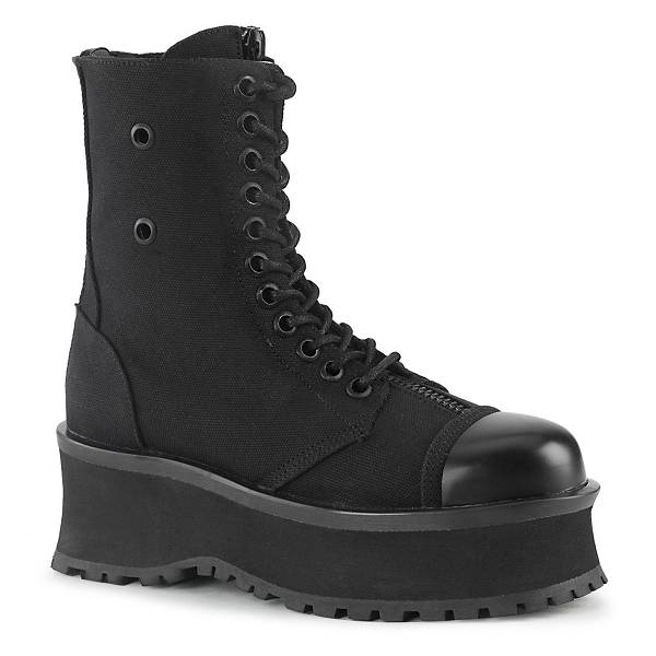 Demonia Women's Gravedigger-10 Platform Boots - Black Canvas D3286-75US Clearance